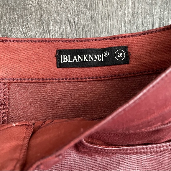 NEW BLANK NYC Burgundy Coated Denim Mini Skirt 28 - Picture 8 of 16